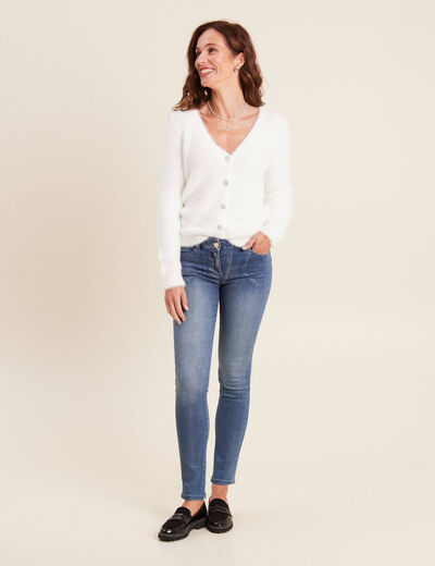 Gilet manches longues ecru femme