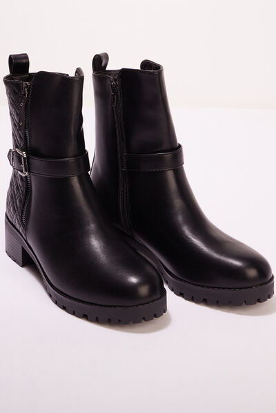 Bottines détails matelassés noir femme