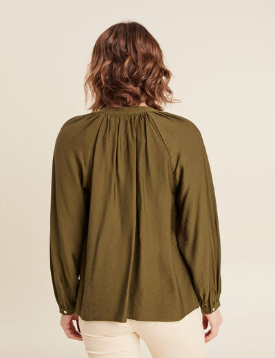 Blouse manches longues vert olive femme