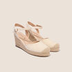 Espadrille compens&eacute;e aspect dentelle ivoire femme