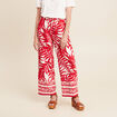 Pantalon large taille haute ecru femme
