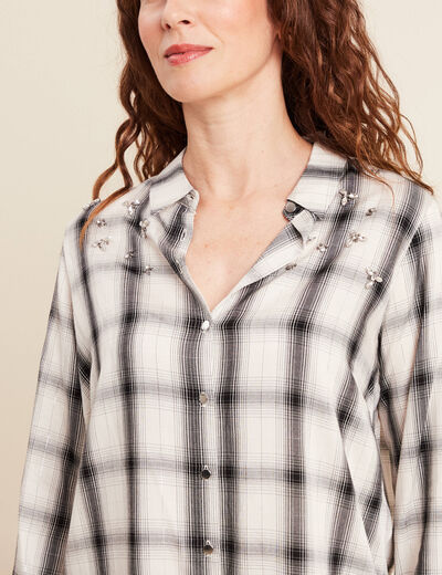 Tunique fluide col chemise blanc femme