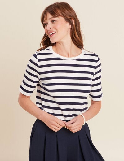 T-shirt col rond bleu marine femme