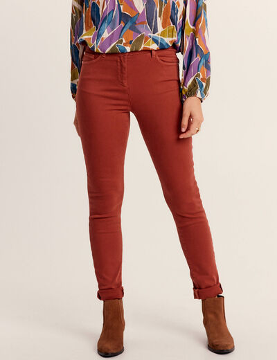 Jean magique ajusté taille standard marron cognac femme