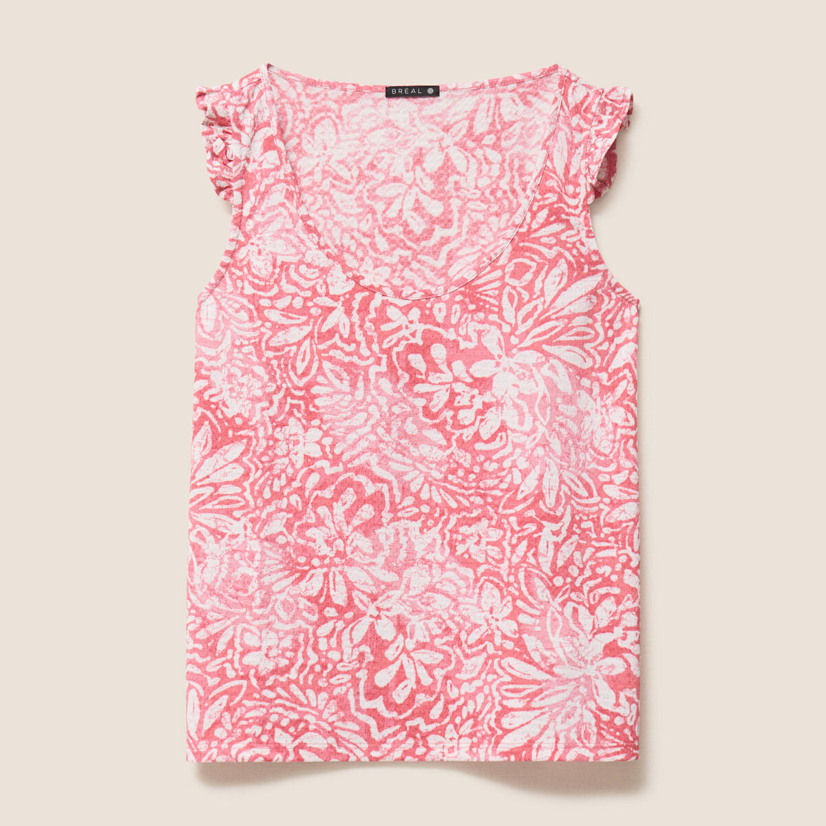 D&eacute;bardeur d&eacute;tails de volants orange corail femme