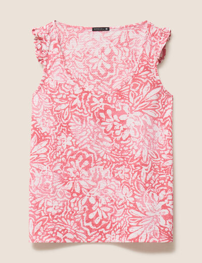 D&eacute;bardeur d&eacute;tails de volants orange corail femme
