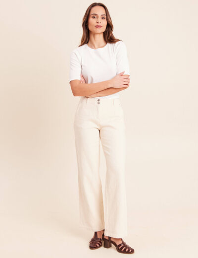 Pantalon coupe droite taille standard ivoire femme
