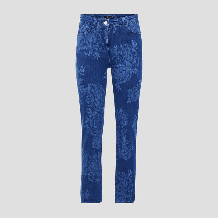 Jean droit denim bleach femme
