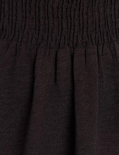 Robe longue &eacute;vas&eacute;e col v manches coudes noir femme