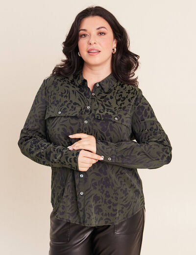 Chemise manches longues vert femme