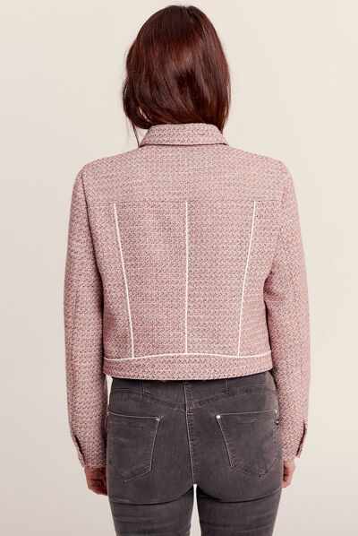 Veste droite boutonnée rose clair femme