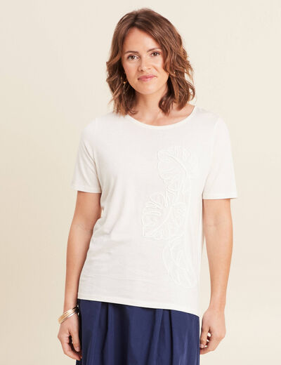 T-shirt manches courtes ecru femme