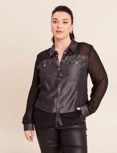 Chemise Femme Magellan Fish Gear - Grise Manches Longues - Taille XXL - Coupe Boyfriend