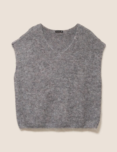 Pull sans manches gris fonc&eacute; femme