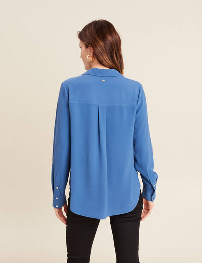 Chemise manches longues bleu foncé femme