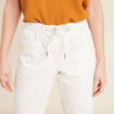 Pantalon coupe droite à coulisse blanc femme