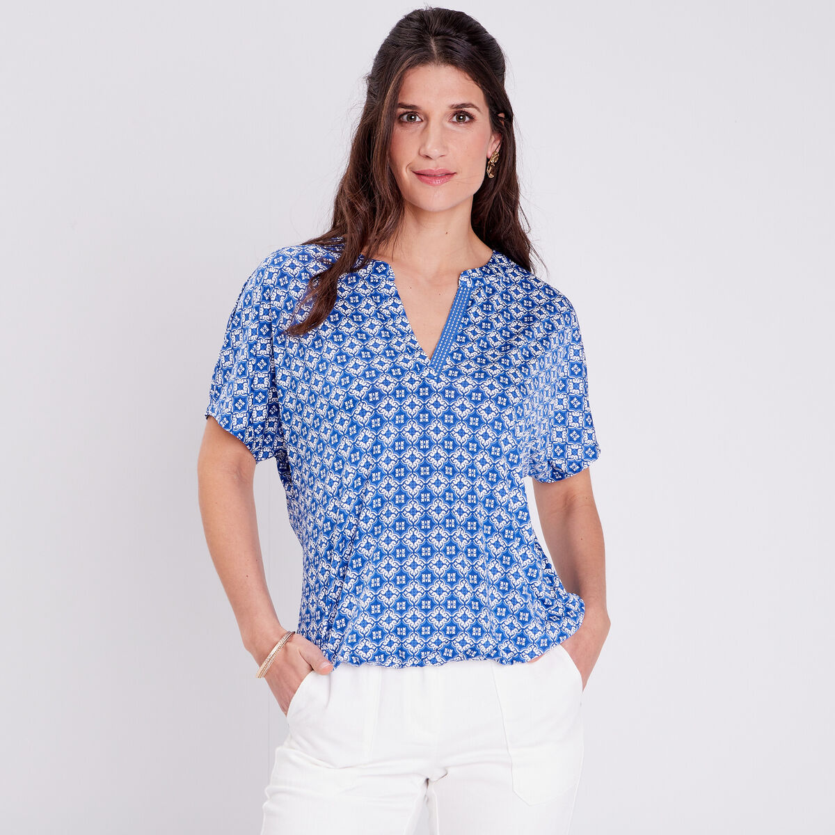 T-shirt à manches courtes bleu foncé femme