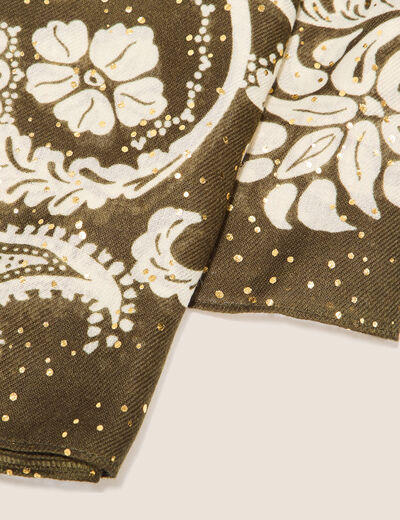 Foulard à paillettes vert kaki femme