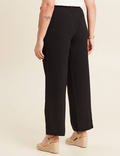 Pantalon flou droit 7/8ème noir femme