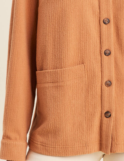 Surchemise manches longues camel femme