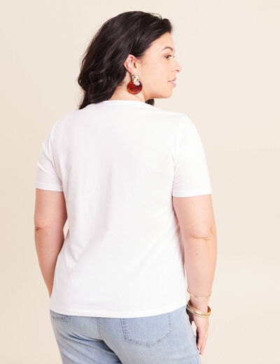 T-shirt col rond blanc femme