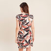Robe droite courte col V manches courtes orange femme