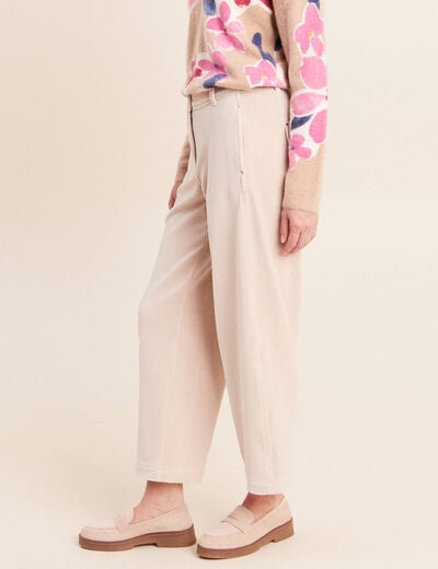 Pantalon boyfriend 7/8&egrave;me velours sable femme