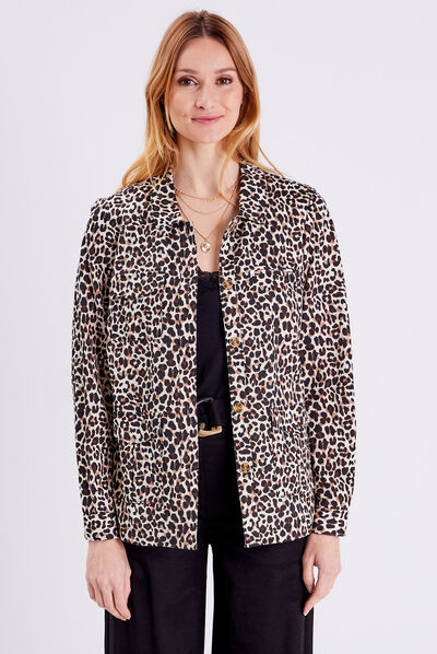Veste boutonnée beige femme