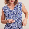 Robe droite ceinturée bleu foncé femme