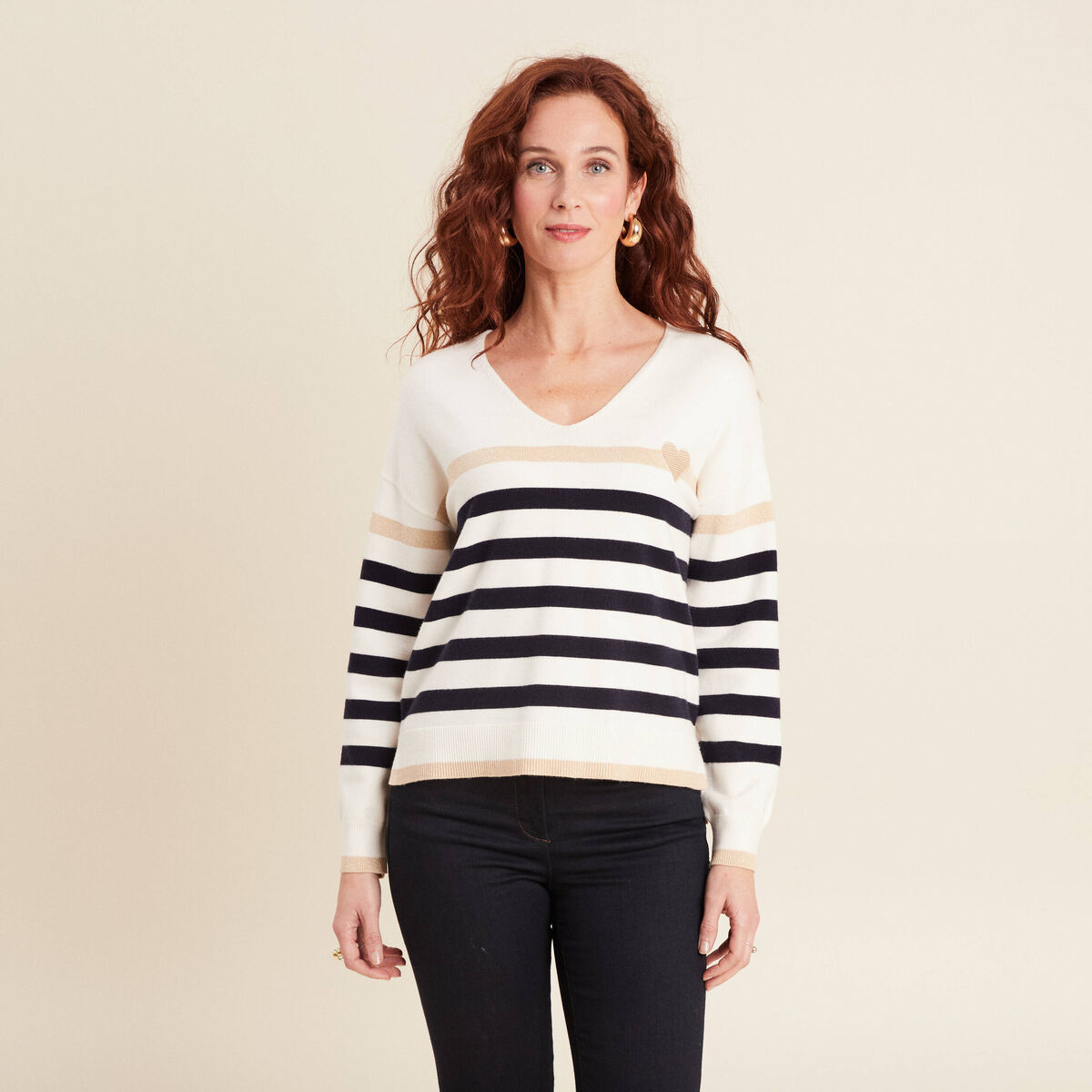 Pull manches longues blanc femme