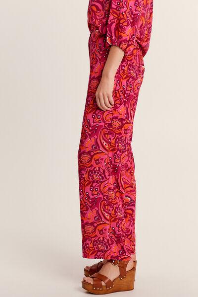 Pantalon large fluide rose femme