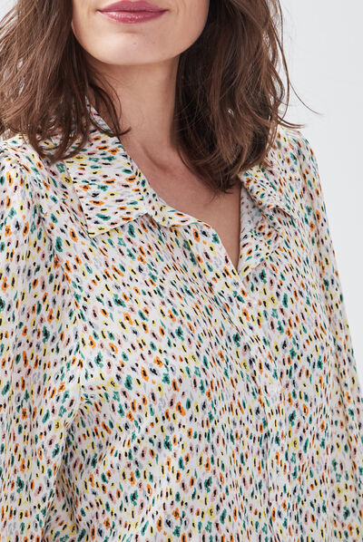 Chemise manches longues ecru femme