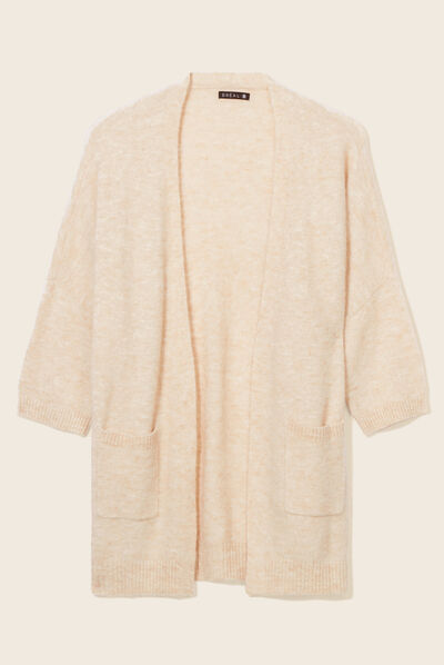 Gilet manches 3/4 beige femme