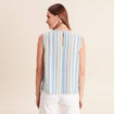 Blouse sans manches col rond bleu femme