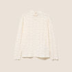 T-shirt cintr&eacute; col montant dentelle ecru femme