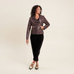 Veste esprit motard zippée marron foncé femme