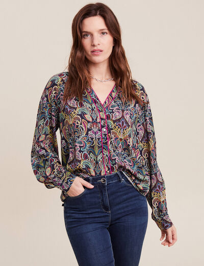 Blouse manches longues multicolore femme