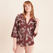 Blouse col tunisien manches 3/4 marron femme
