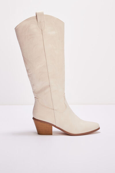 Bottes noires ivoire femme