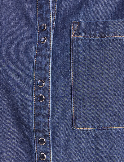 Chemise ample en coton manches longues denim brut femme