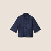Chemise col chemise manches 3/4 bleu femme