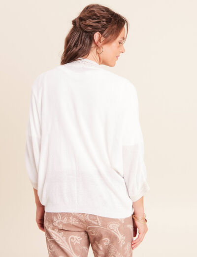 Gilet manches 3/4 ecru femme