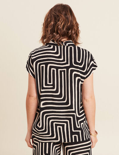 Chemise crêpe manches courtes noir femme