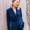 Veste tailleur velours bleu marine femme