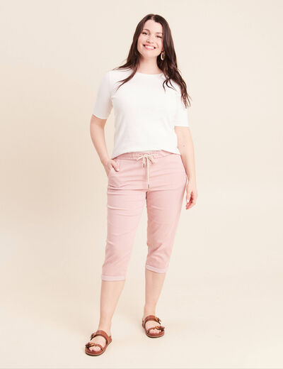 Pantacourt coupe mom large rose pastel femme