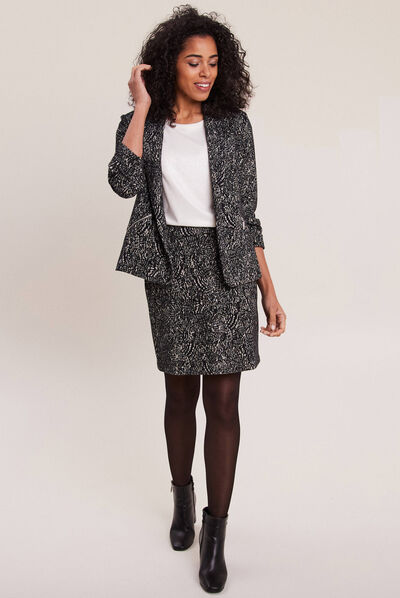 Veste tailleur manches 3/4 noir femme