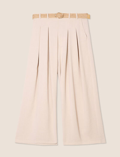 Pantalon jupe-culotte large gris clair femme