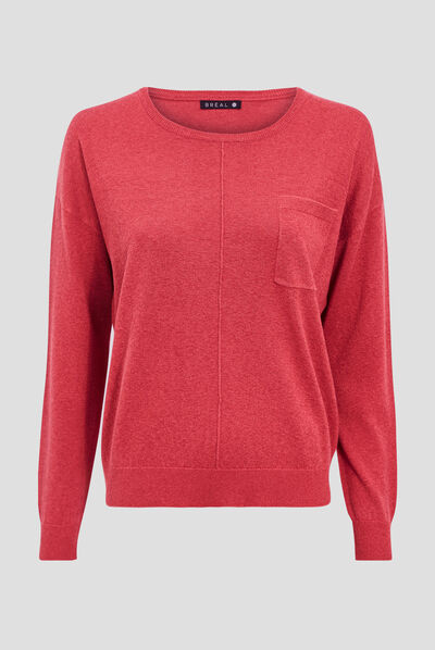 Pull manches longues rose framboise femme
