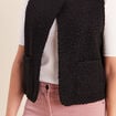 Gilet sans manches bouclette poches noir femme
