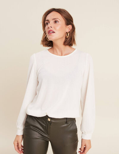 T-shirt manches longues ecru femme